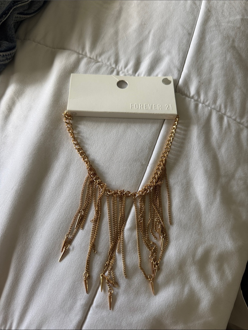 Forever 21 Gold Layered Fringe Chain Necklace